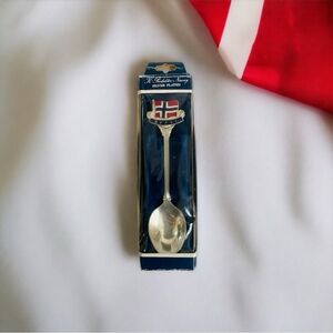 Vintage Silver Plated Teaspoon Norway Norge Flag Design Souvenir Teaspoon Gift